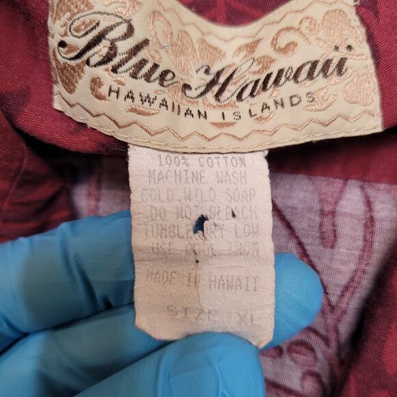 VTG 80s Blue Hawaii Scenic Border Print Aloha Shirt Mens XL Made in Hawaii USA - Picture 5 of 5